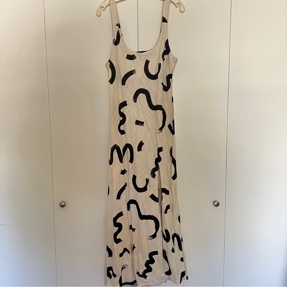 ASOS Design Abstract Print Linen Like Maxi Dress Sz 8